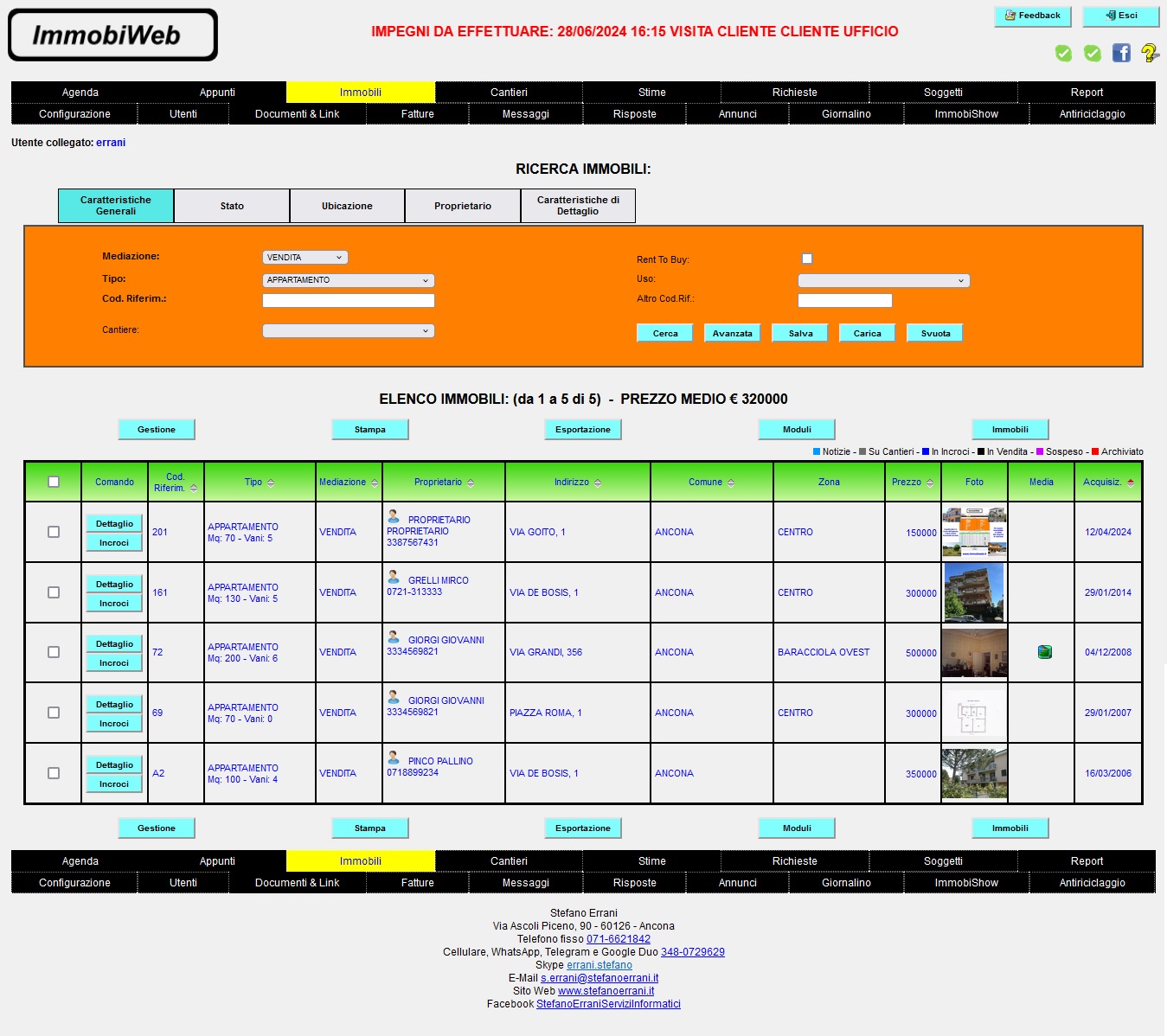 ImmobiWeb: Elenco Immobili