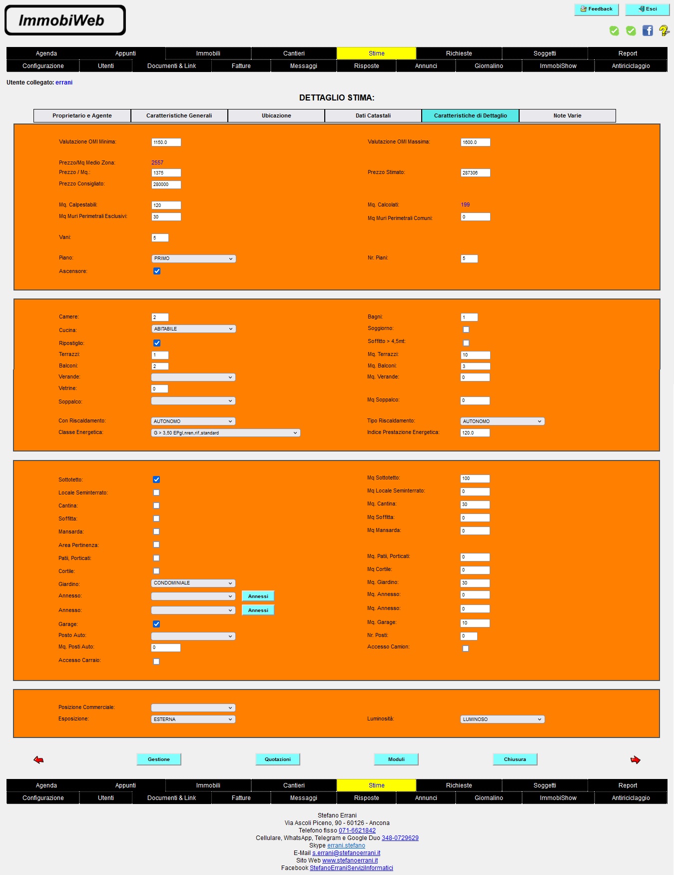 Stima personalizzata con coefficienti di merito e valori OMI