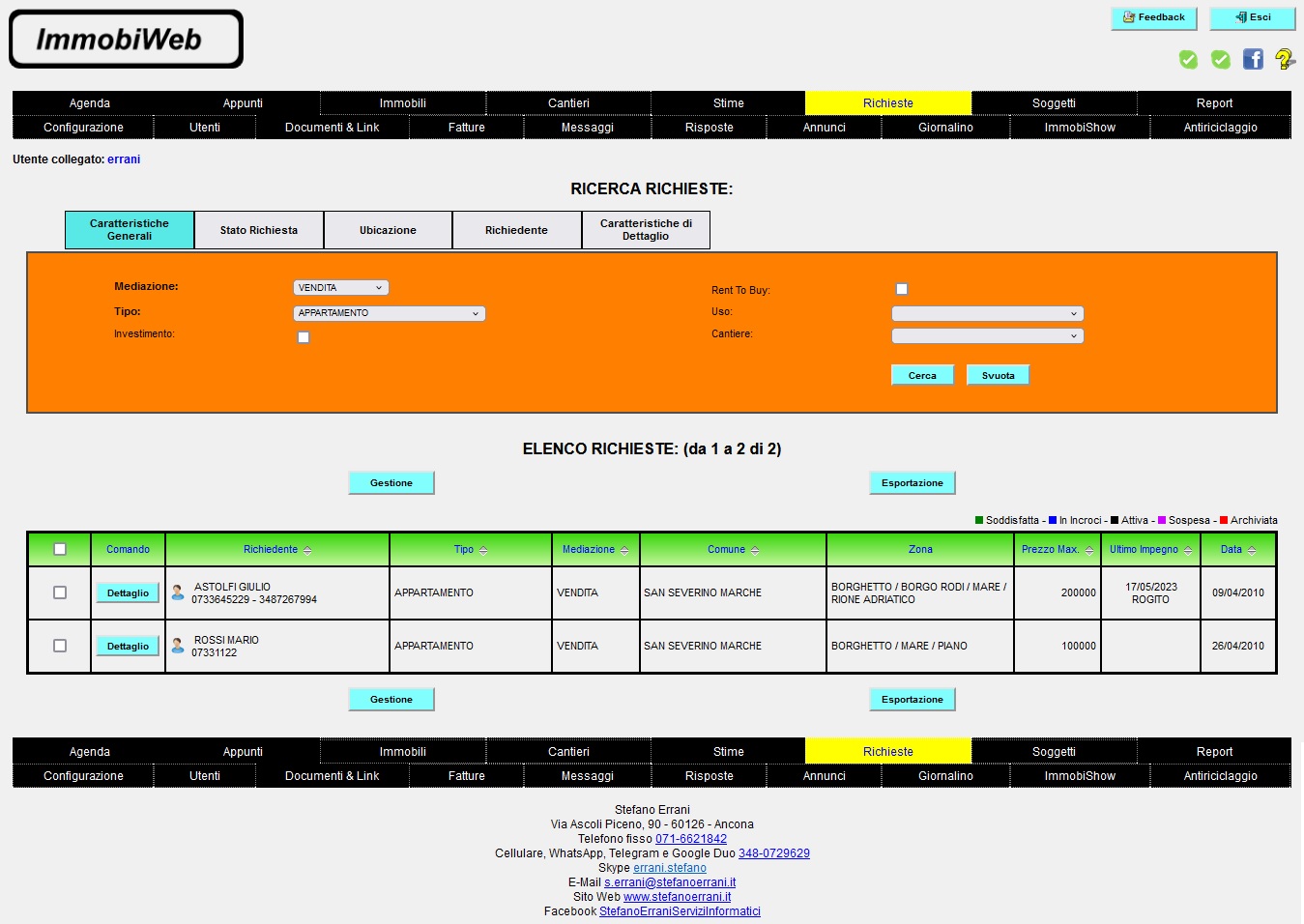 ImmobiWeb: Elenco Richieste