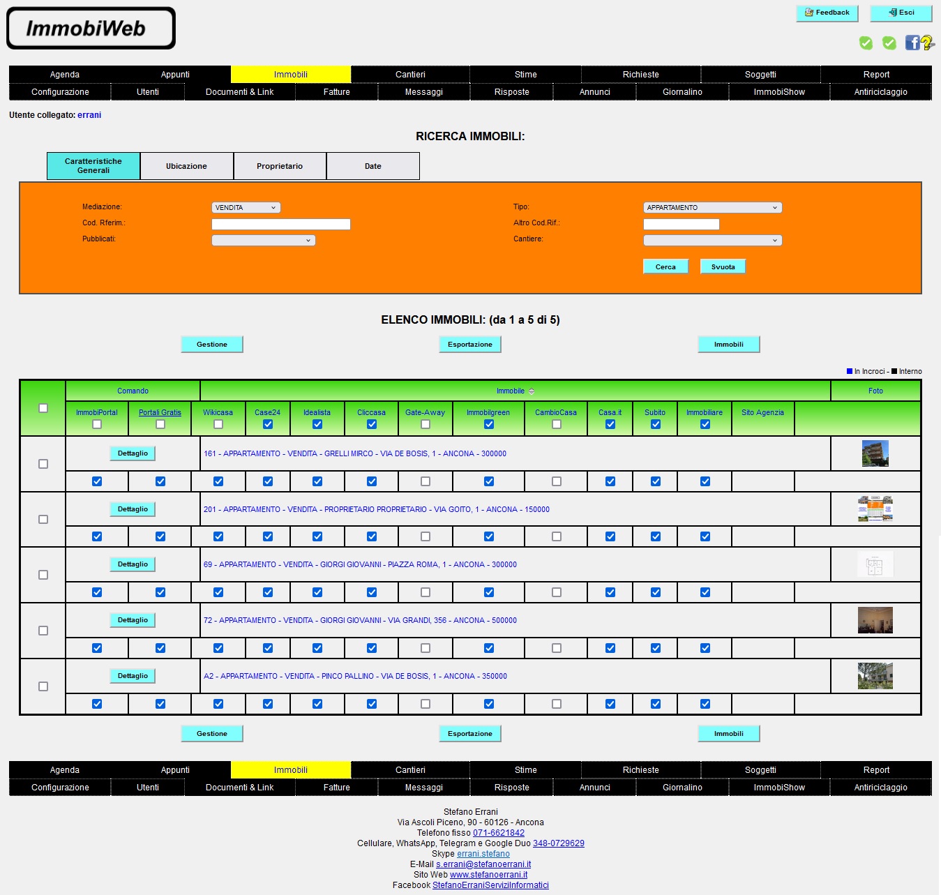 ImmobiWeb: Elenco Immobili per Portali