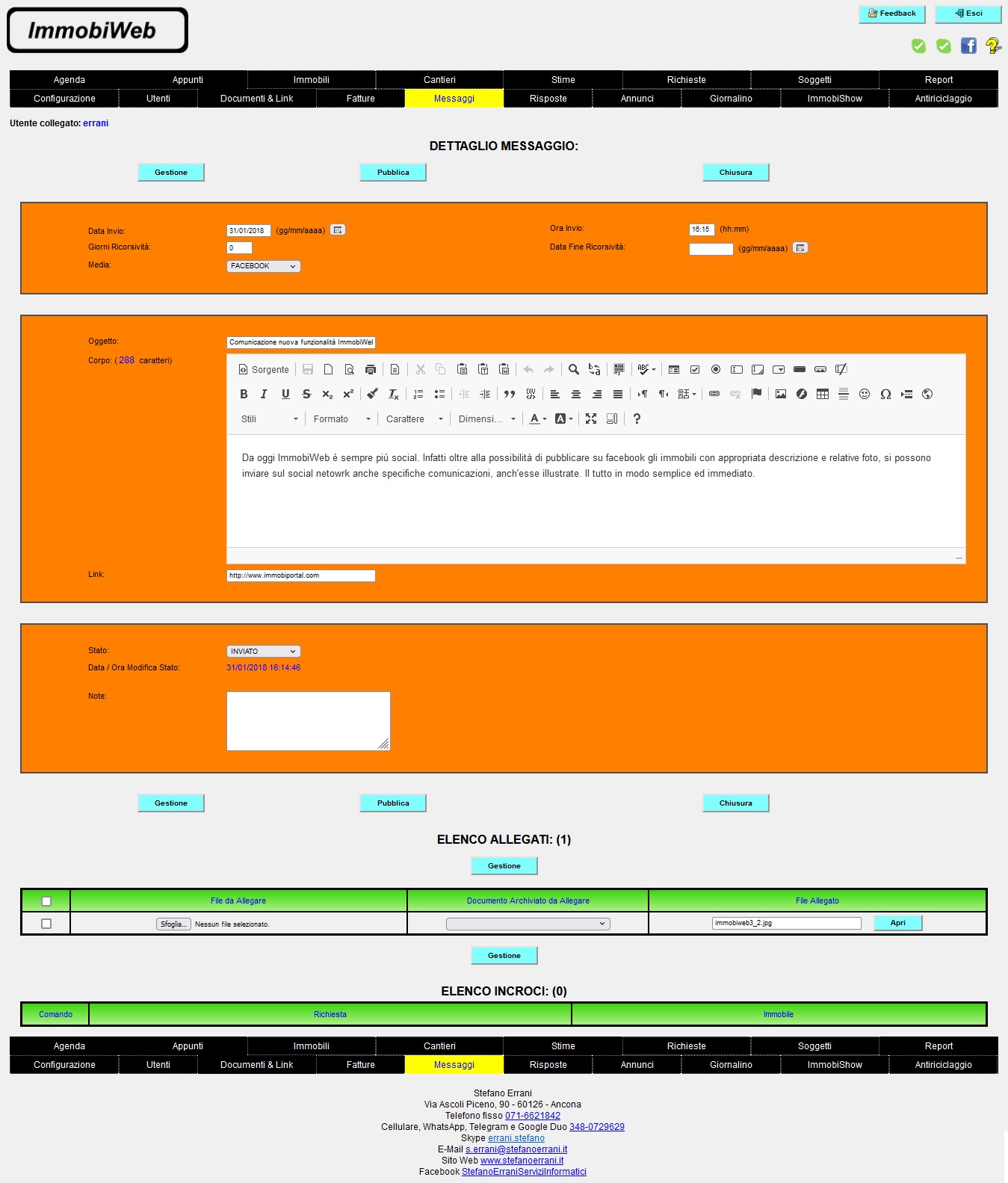 ImmobiWeb: Messaggi su Facebook