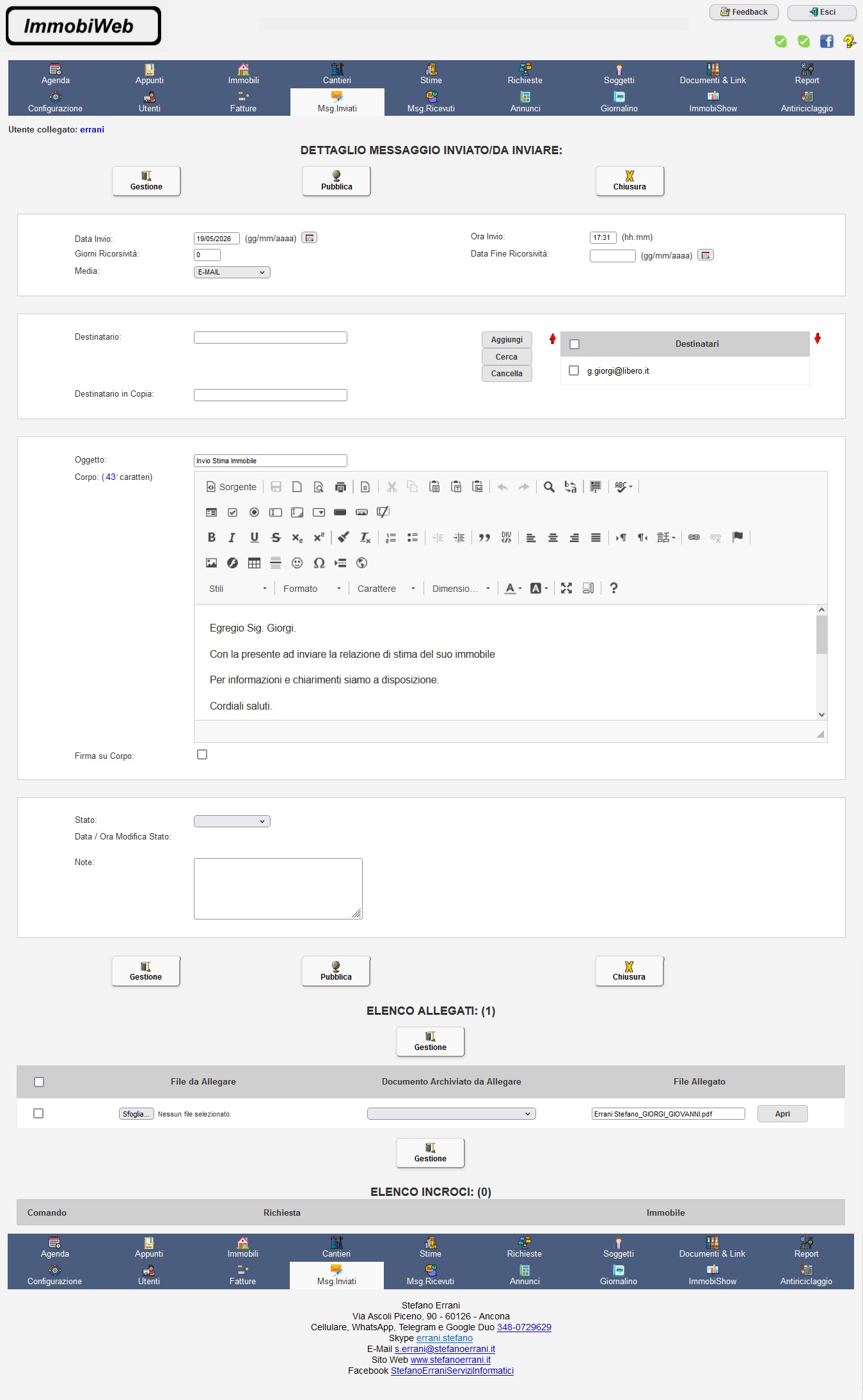 ImmobiWeb: Messaggi via E-Mail